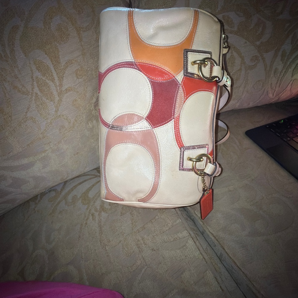 Coach F17186 Inlaid C Patent Leather Bag Leather Satchel - Picture 16 of 17